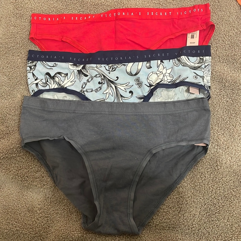 Victoria Secret bundle of 3 underwear red, gray, and blue